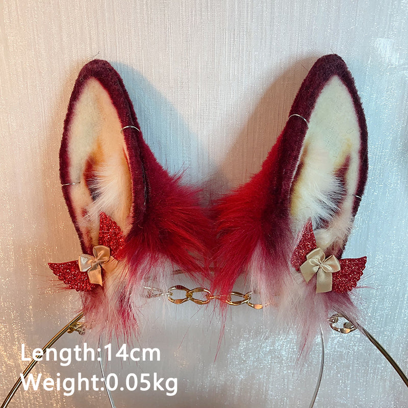 red rabbit ears,Artificial Fur-ears and tail