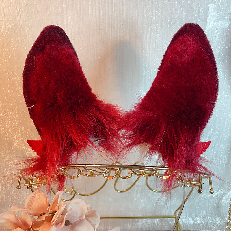 red rabbit ears,Artificial Fur-ears and tail