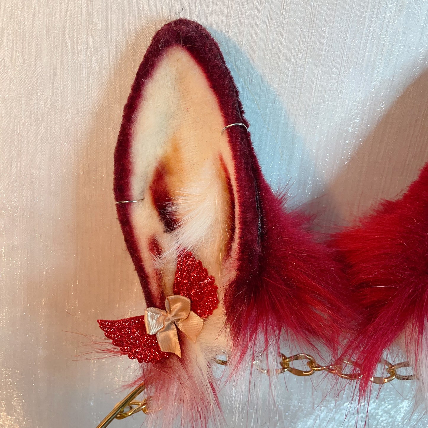 red rabbit ears,Artificial Fur-ears and tail